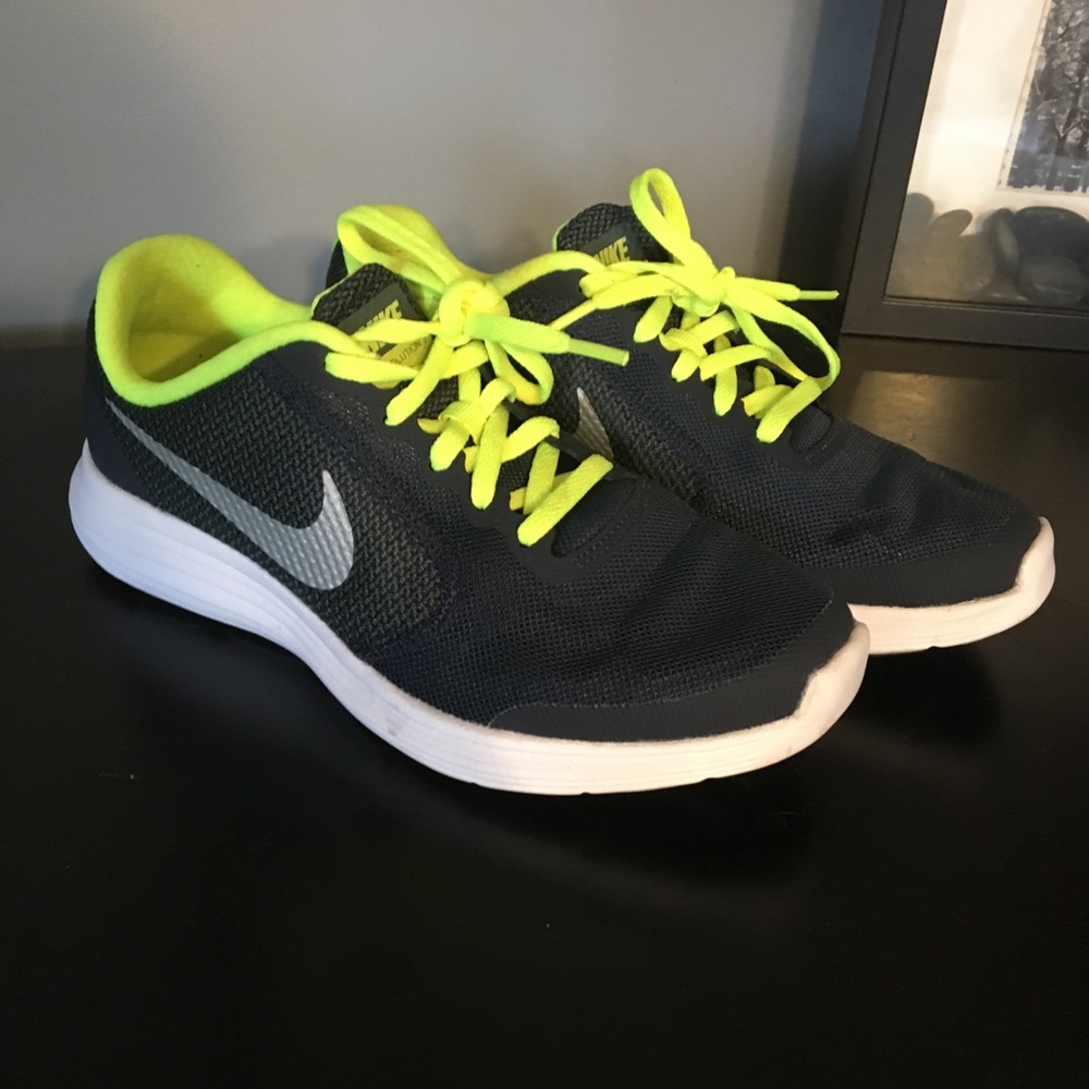 Lime Green and Navy Nike Sneakers